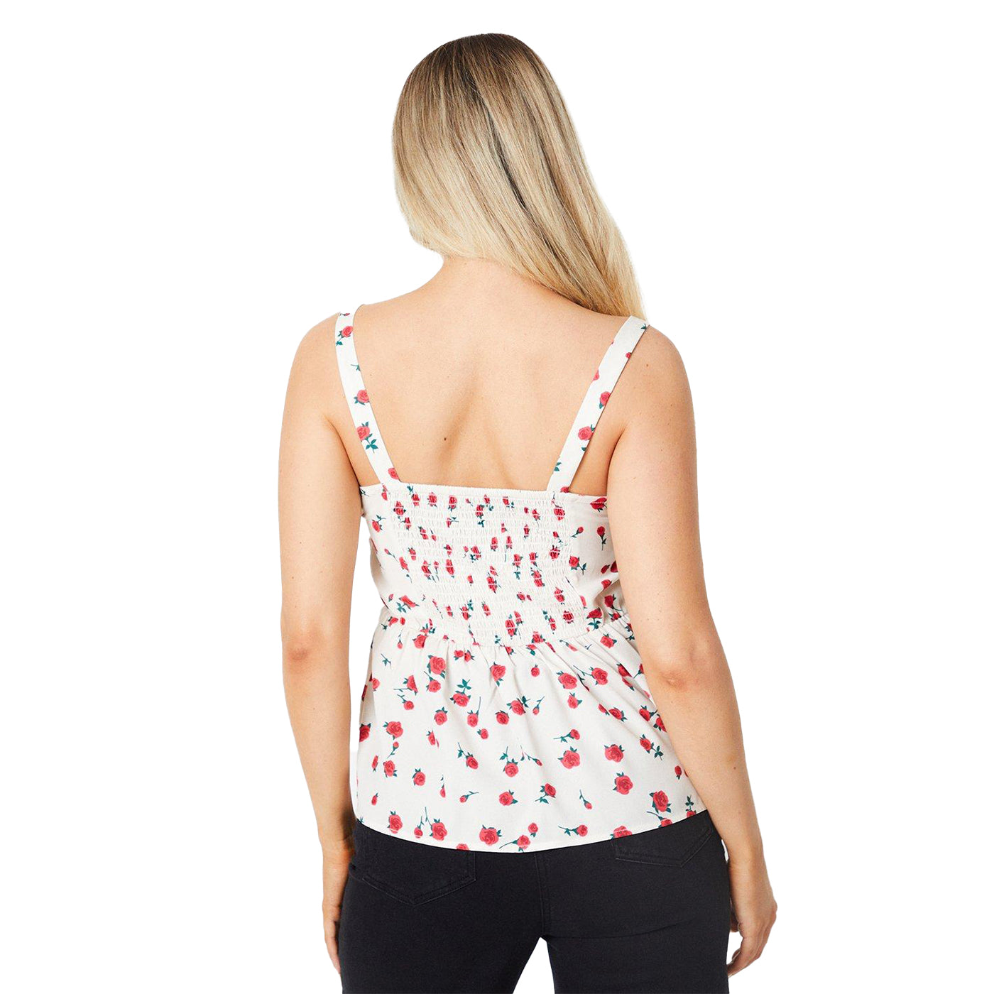Ivory - Back - Dorothy Perkins Womens-Ladies Pintuck Shirred Back Top