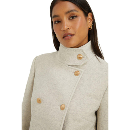 Cream - Side - Dorothy Perkins Womens-Ladies Funnel Neck Short Coat