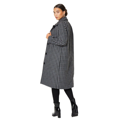Grey - Back - Dorothy Perkins Womens-Ladies Checked Petite Dolly Coat