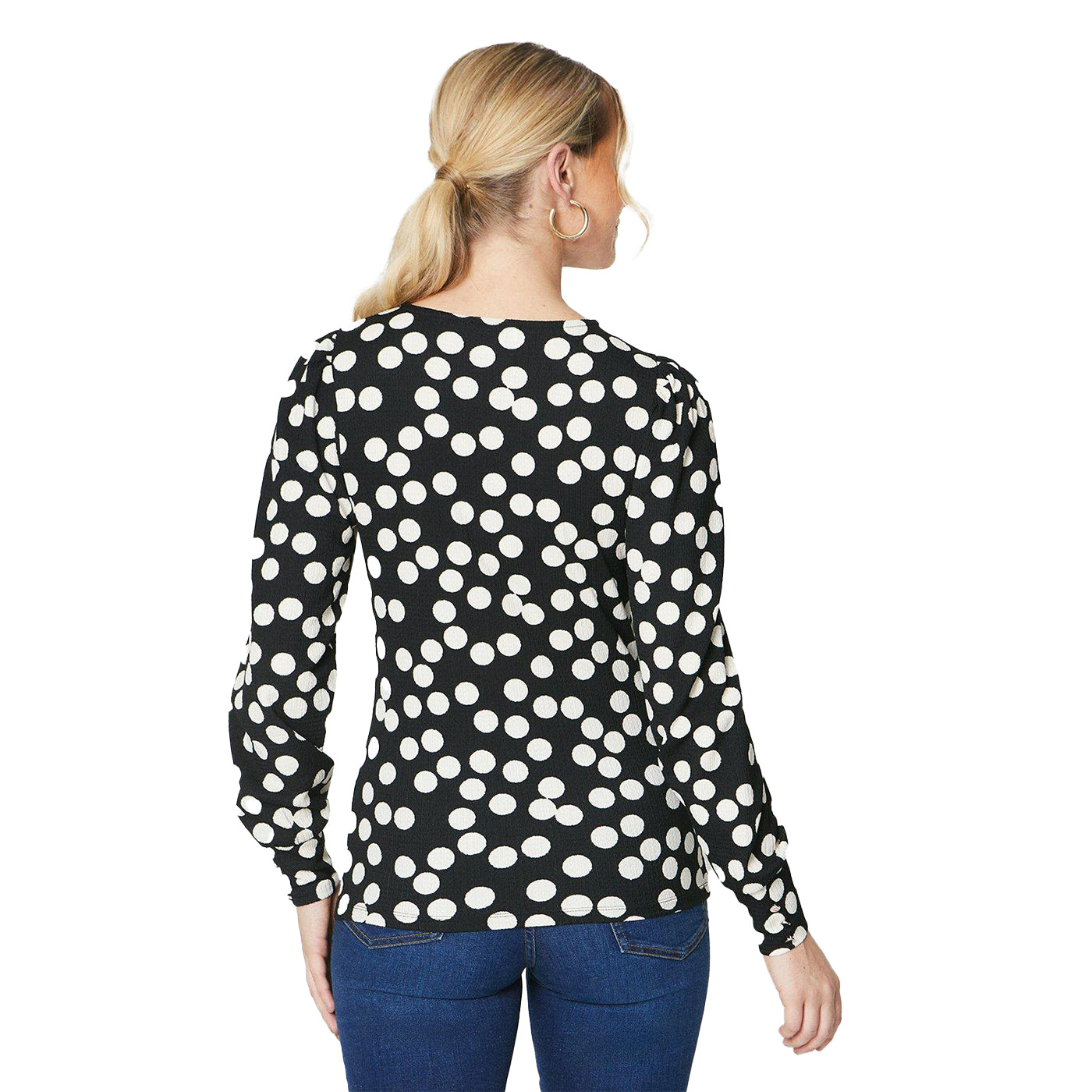 Monochrome - Back - Dorothy Perkins Womens-Ladies Buttoned Cuff Long-Sleeved Top