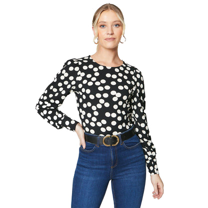 Monochrome - Front - Dorothy Perkins Womens-Ladies Buttoned Cuff Long-Sleeved Top