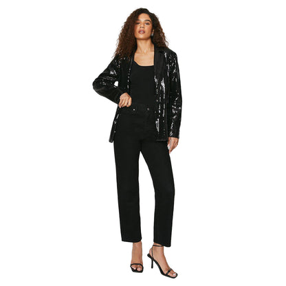 Black - Lifestyle - Dorothy Perkins Womens-Ladies Sequin Tall Oversized Blazer