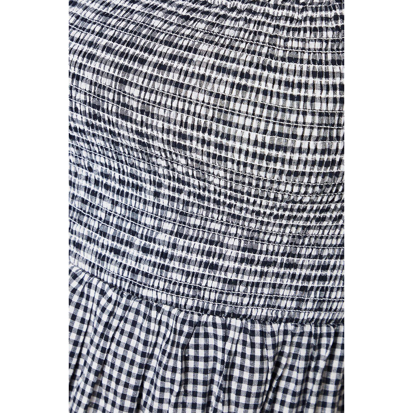 Black-White - Side - Dorothy Perkins Womens-Ladies Gingham Shirred Bodice Puff Sleeve Midi Dress