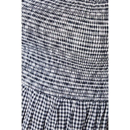 Black-White - Side - Dorothy Perkins Womens-Ladies Gingham Shirred Bodice Puff Sleeve Midi Dress