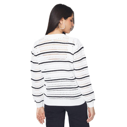 White-Black - Back - Dorothy Perkins Womens-Ladies Button Stitch Detail Cardigan