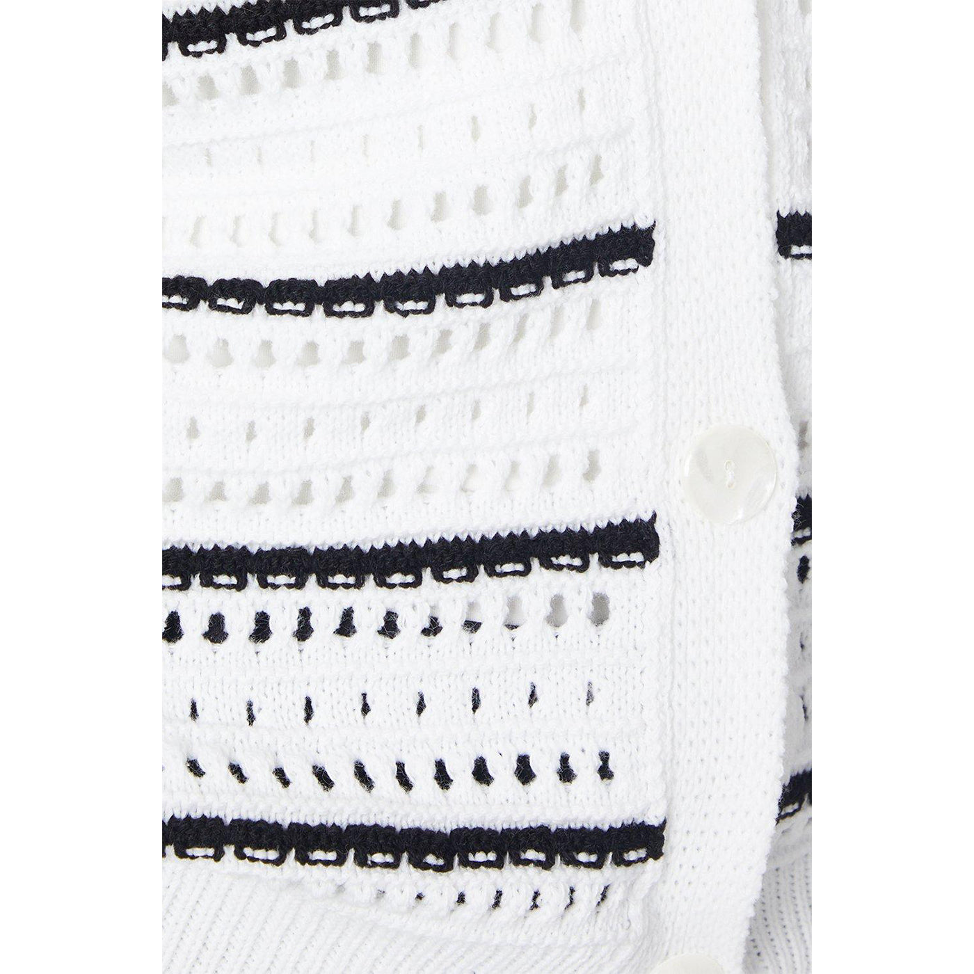White-Black - Side - Dorothy Perkins Womens-Ladies Button Stitch Detail Cardigan