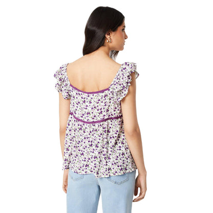 Purple - Back - Dorothy Perkins Womens-Ladies Floral Lace Detail Shell Top