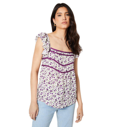 Purple - Front - Dorothy Perkins Womens-Ladies Floral Lace Detail Shell Top