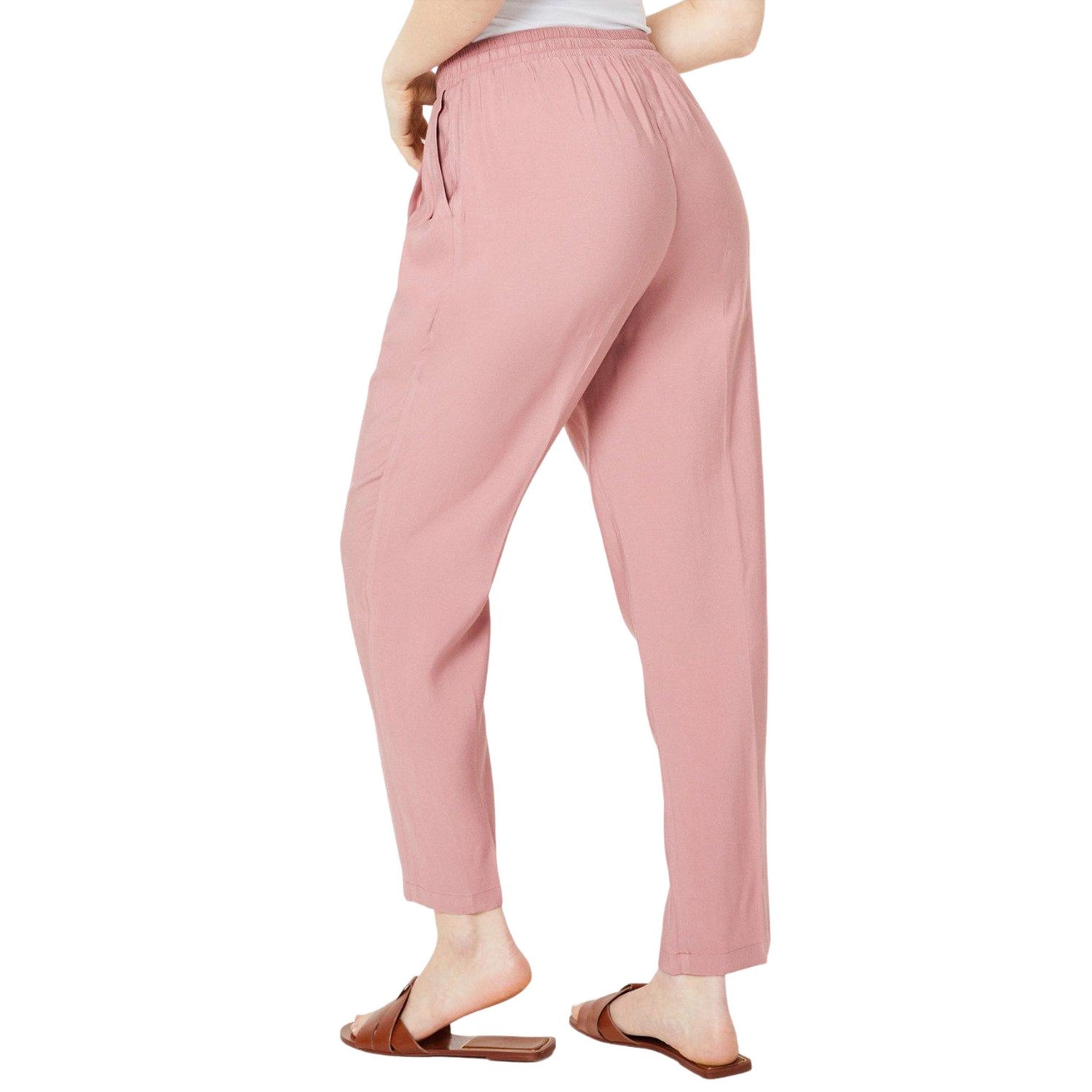 Pink - Back - Dorothy Perkins Womens-Ladies Tapered Waist Tie Trousers