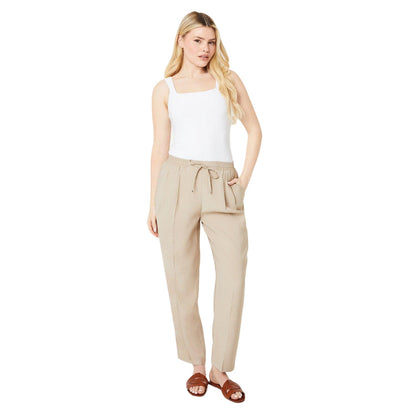 Stone - Front - Dorothy Perkins Womens-Ladies Tapered Waist Tie Trousers