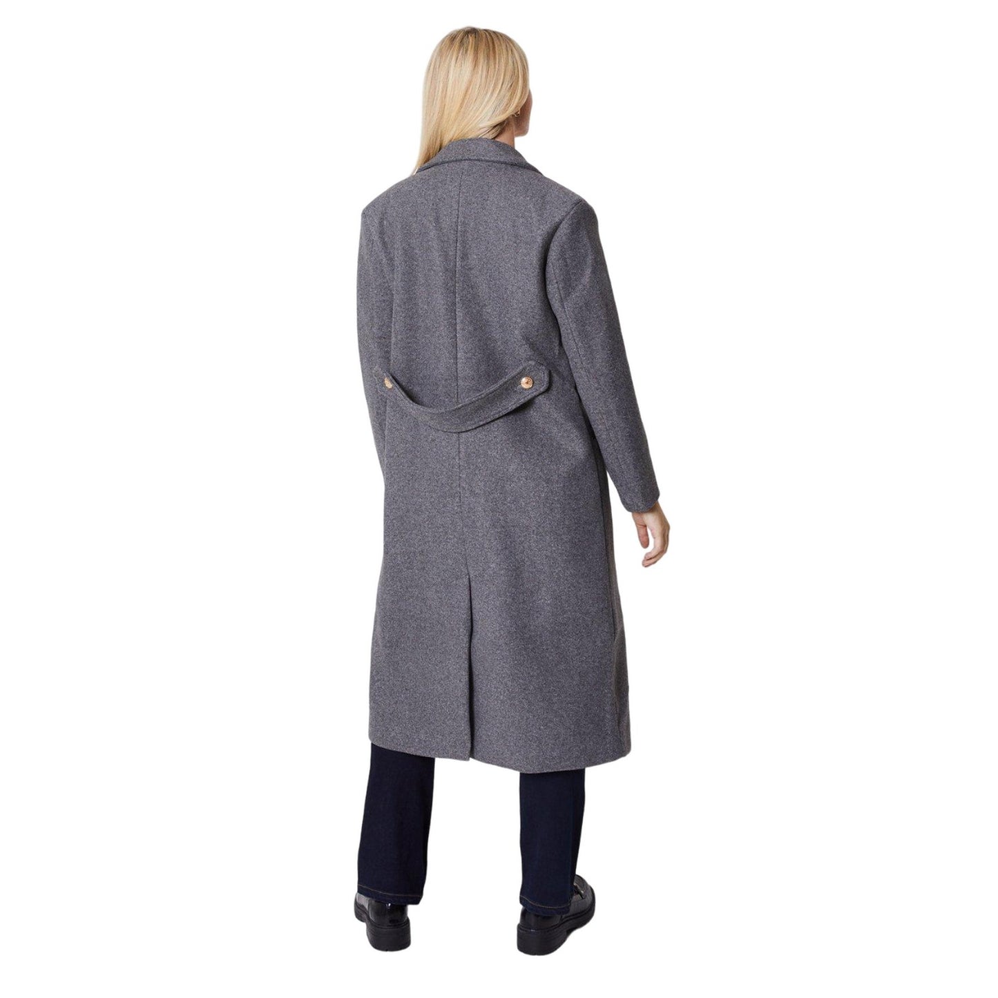 Grey - Back - Dorothy Perkins Womens-Ladies Longline Double-Breasted Coat