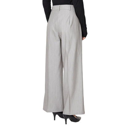 Grey - Back - Dorothy Perkins Womens-Ladies Stripe Petite Trousers