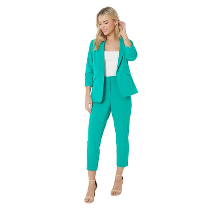 Green - Side - Dorothy Perkins Womens-Ladies Petite Slim Ankle Grazer Trousers