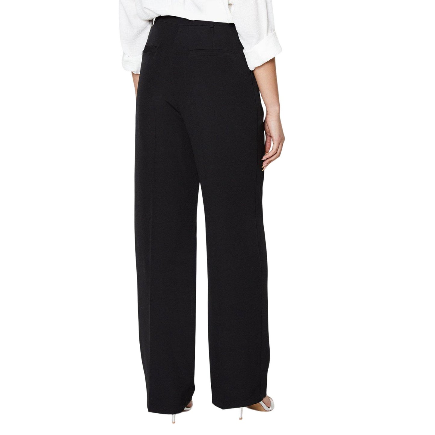 Black - Back - Dorothy Perkins Womens-Ladies Buckle Detail Straight Leg Trousers