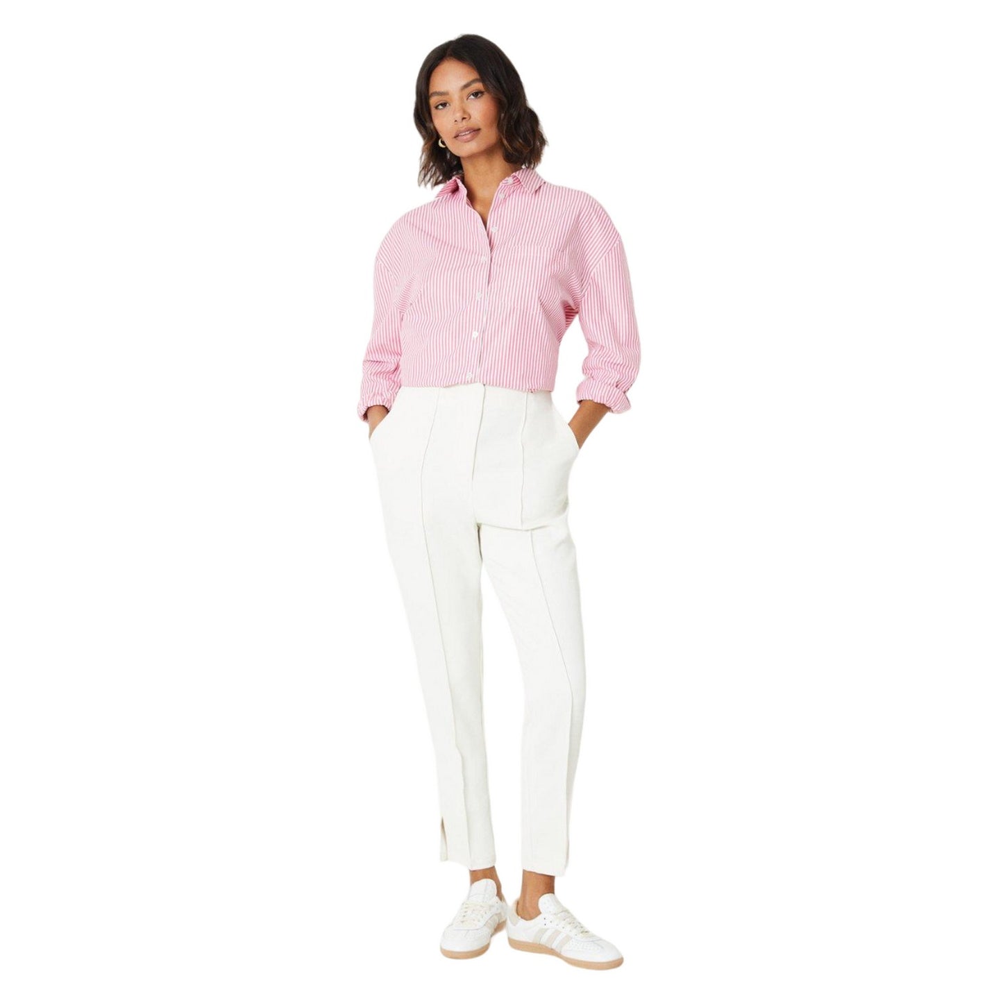 Ivory - Back - Dorothy Perkins Womens-Ladies Stitch Detail Tapered Trousers