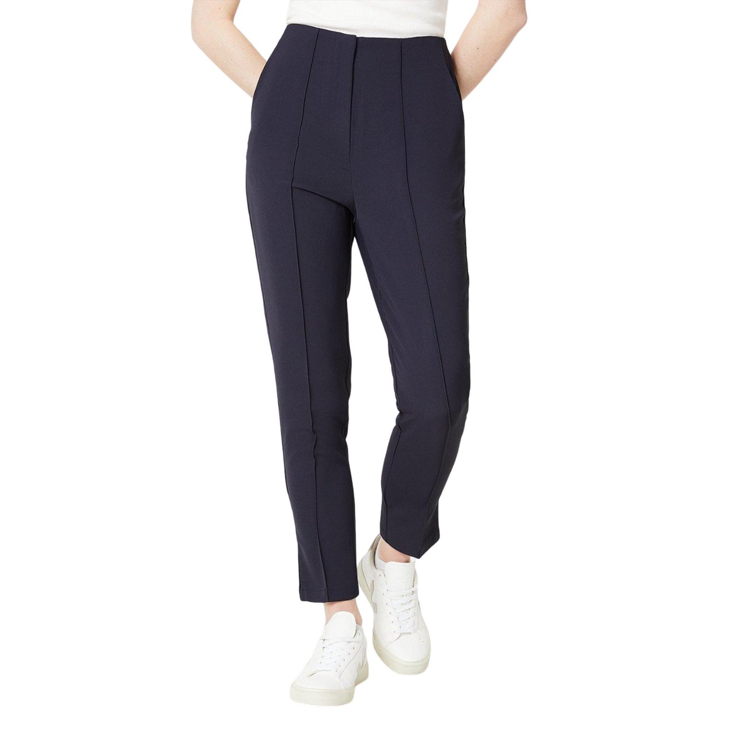 Navy - Back - Dorothy Perkins Womens-Ladies Stitch Detail Tapered Trousers