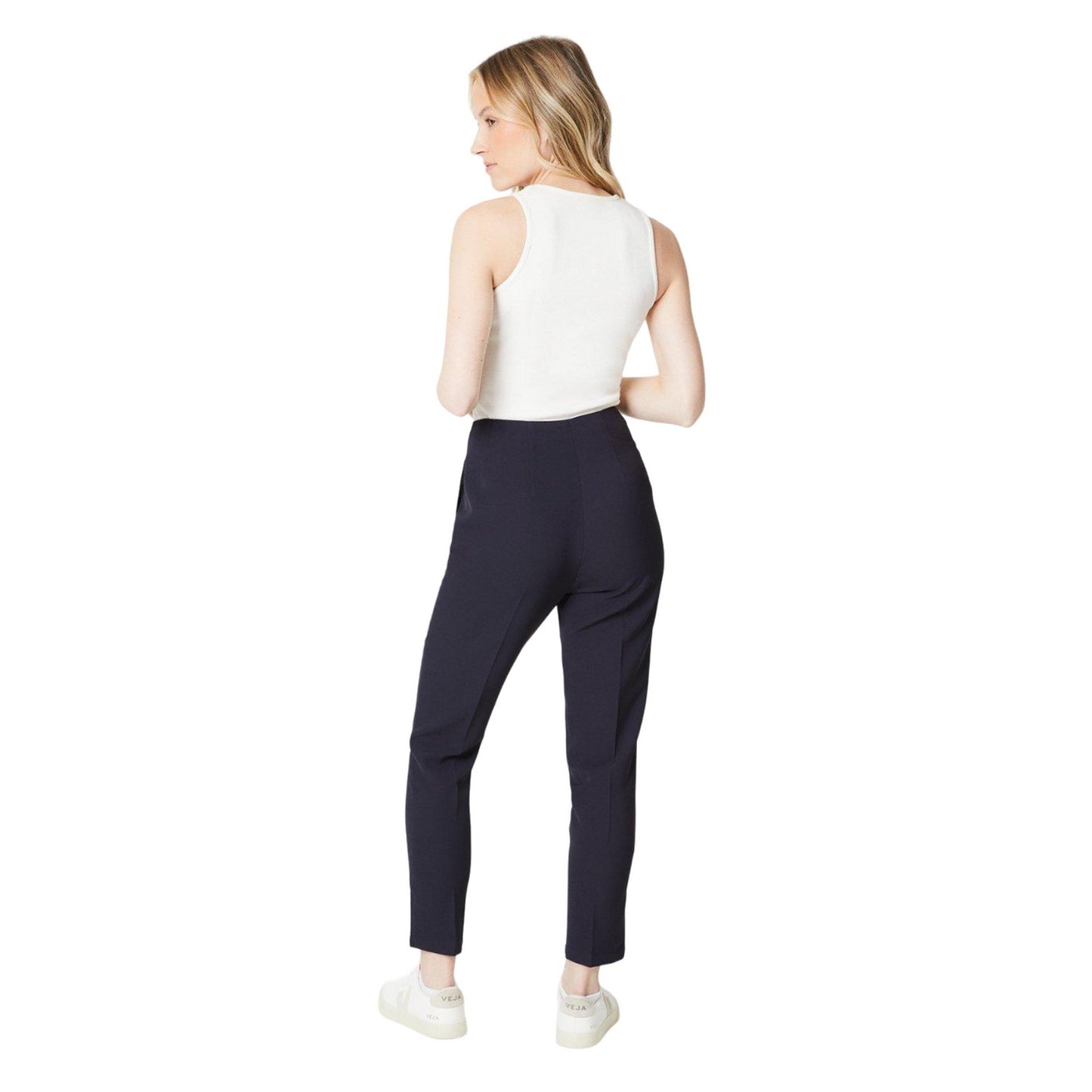 Navy - Side - Dorothy Perkins Womens-Ladies Stitch Detail Tapered Trousers