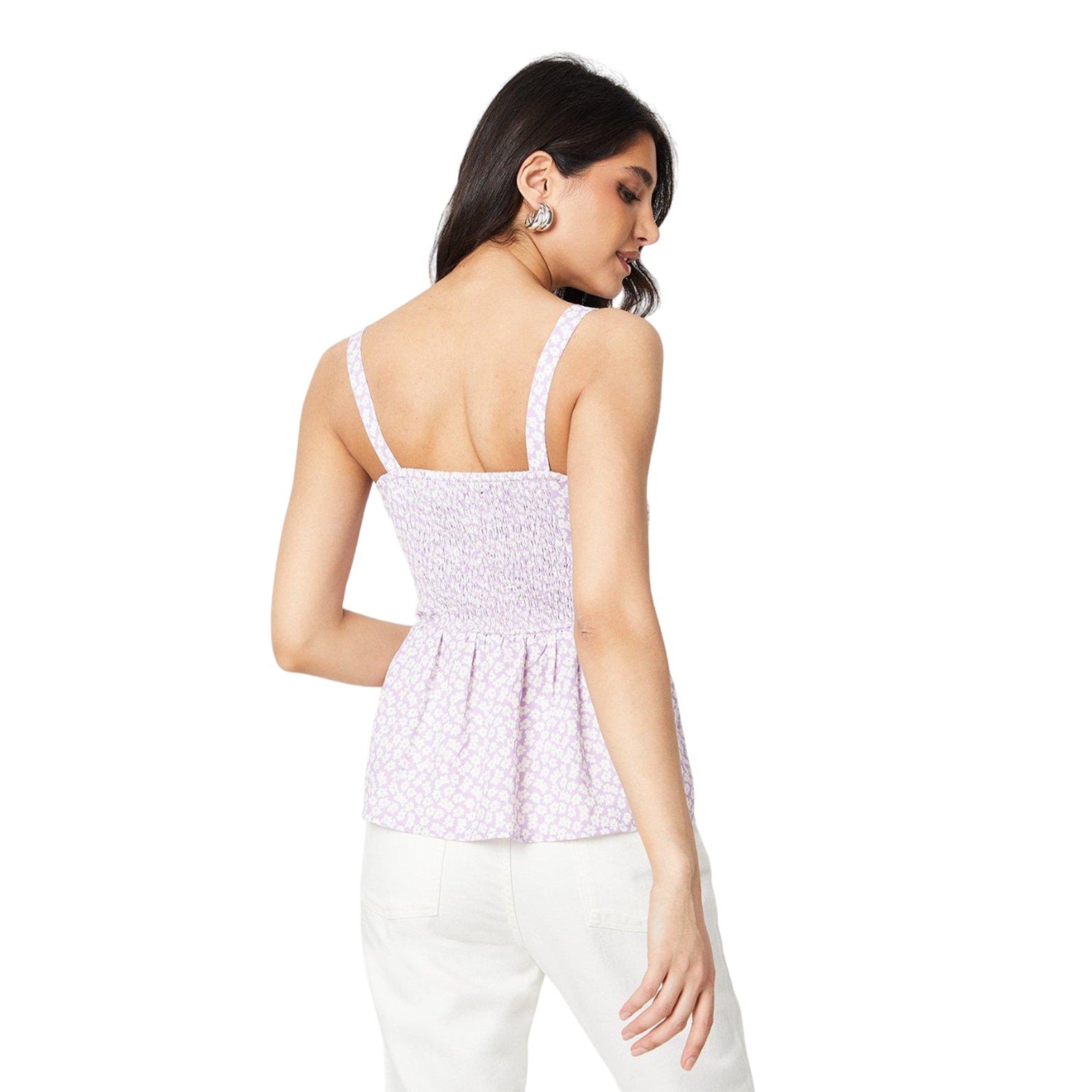 Purple - Back - Dorothy Perkins Womens-Ladies Ditsy Print Pintuck Top
