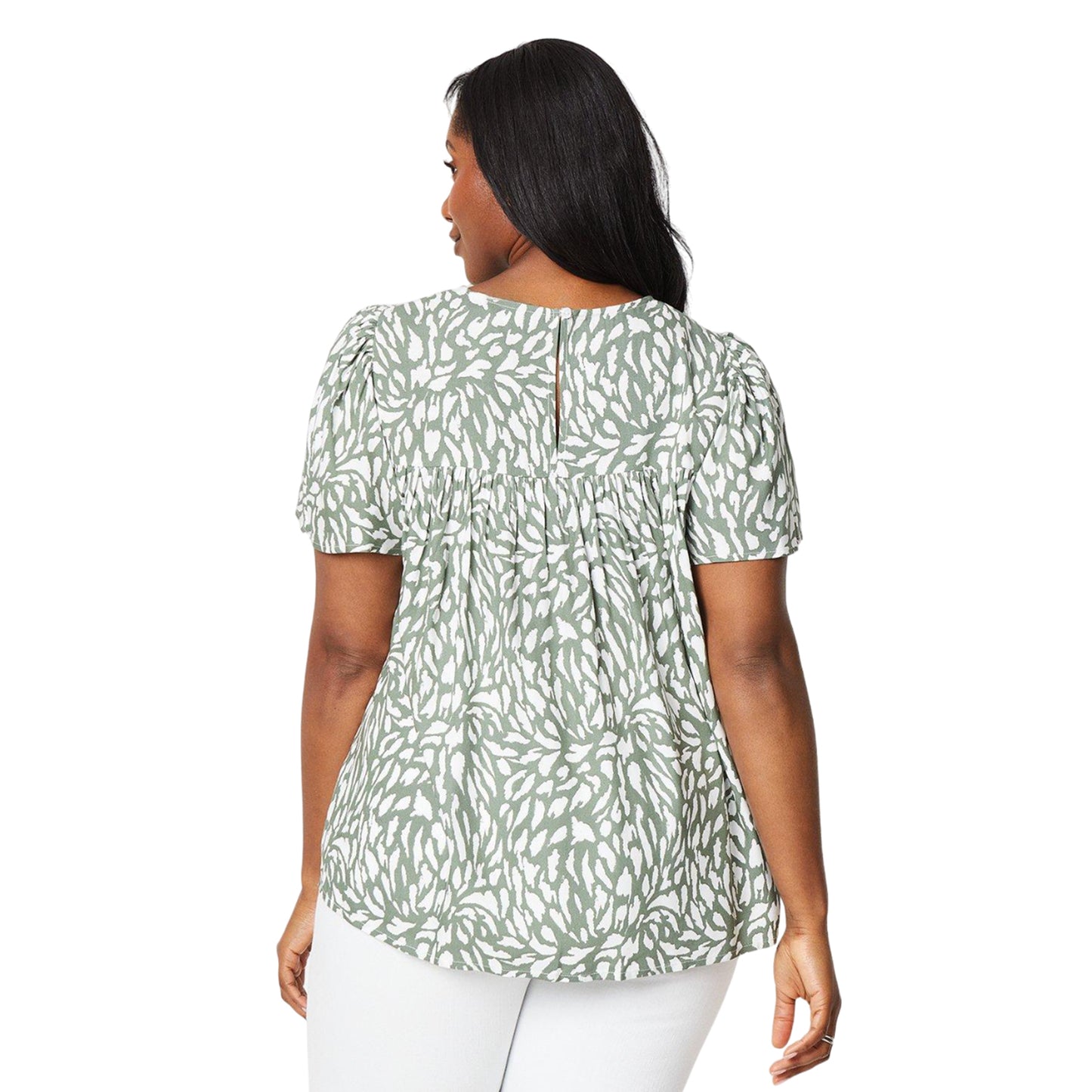 Washed Khaki - Back - Dorothy Perkins Womens-Ladies Abstract Shirred Yoke Plus Blouse