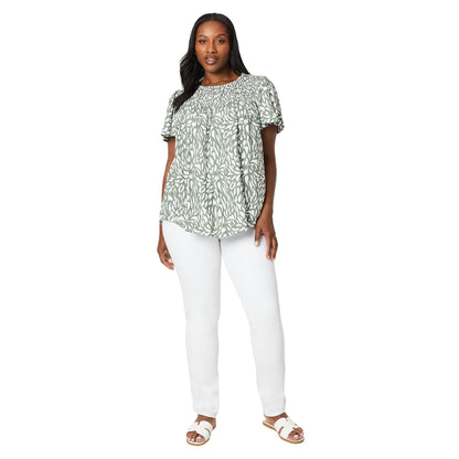 Washed Khaki - Side - Dorothy Perkins Womens-Ladies Abstract Shirred Yoke Plus Blouse