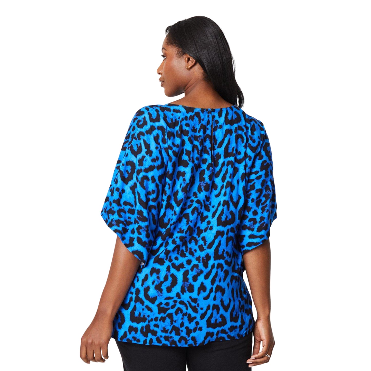 Blue - Back - Dorothy Perkins Womens-Ladies Leopard Hanky Hem Plus Top