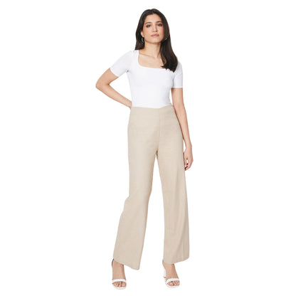 Neutral - Side - Dorothy Perkins Womens-Ladies Linen Tailored Trousers