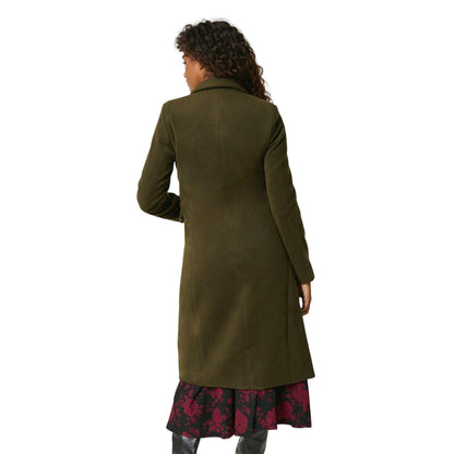 Khaki Green - Back - Dorothy Perkins Womens-Ladies Wool Look Double-Breasted Coat