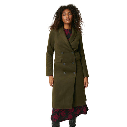 Khaki Green - Front - Dorothy Perkins Womens-Ladies Wool Look Double-Breasted Coat