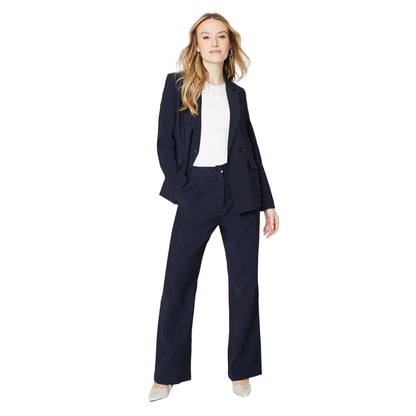 Navy - Side - Dorothy Perkins Womens-Ladies Straight Leg Trousers