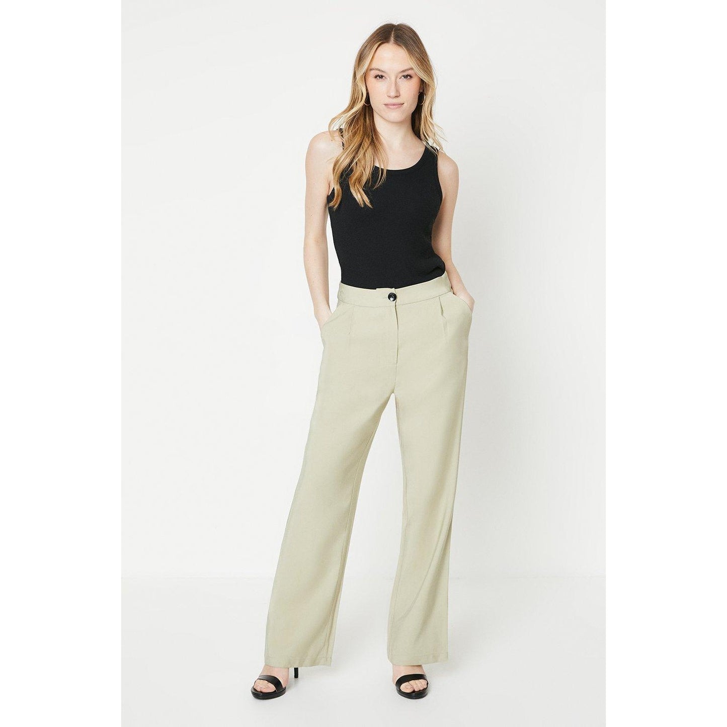 Sage - Front - Dorothy Perkins Womens-Ladies Straight Leg Trousers