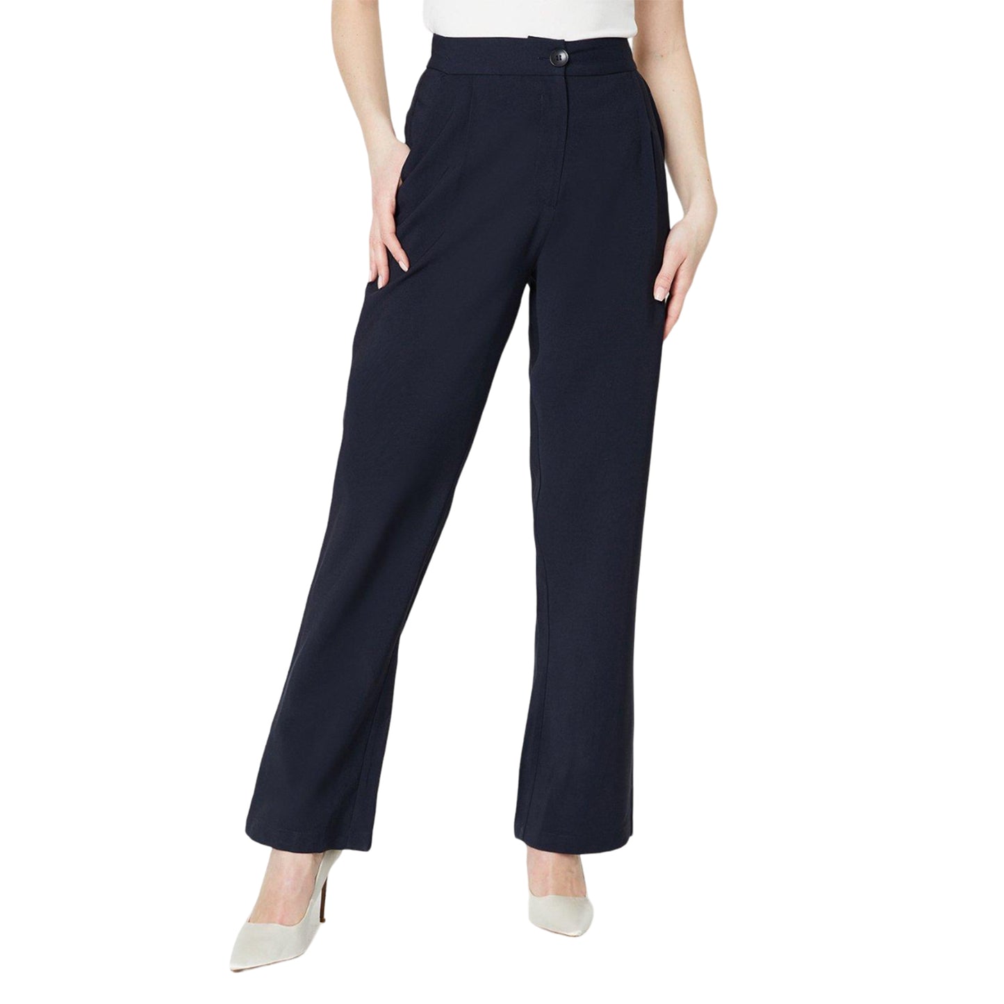 Navy - Front - Dorothy Perkins Womens-Ladies Straight Leg Trousers