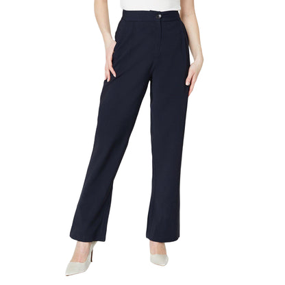 Navy - Front - Dorothy Perkins Womens-Ladies Straight Leg Trousers