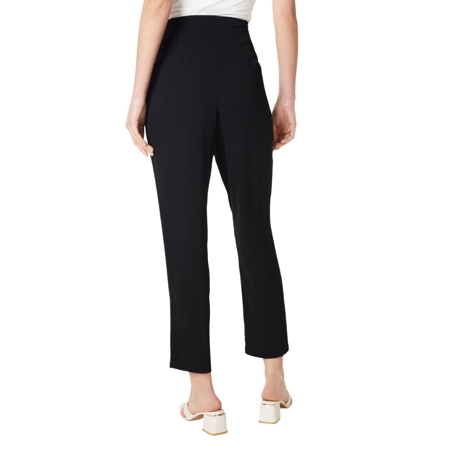 Black - Back - Dorothy Perkins Womens-Ladies Button Front Slim Leg Trousers
