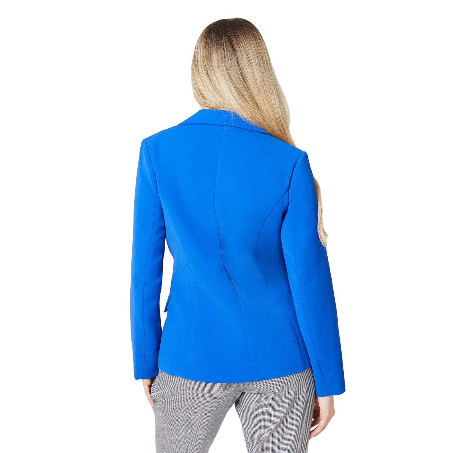 Blue - Back - Dorothy Perkins Womens-Ladies Double-Breasted Edge To Edge Blazer