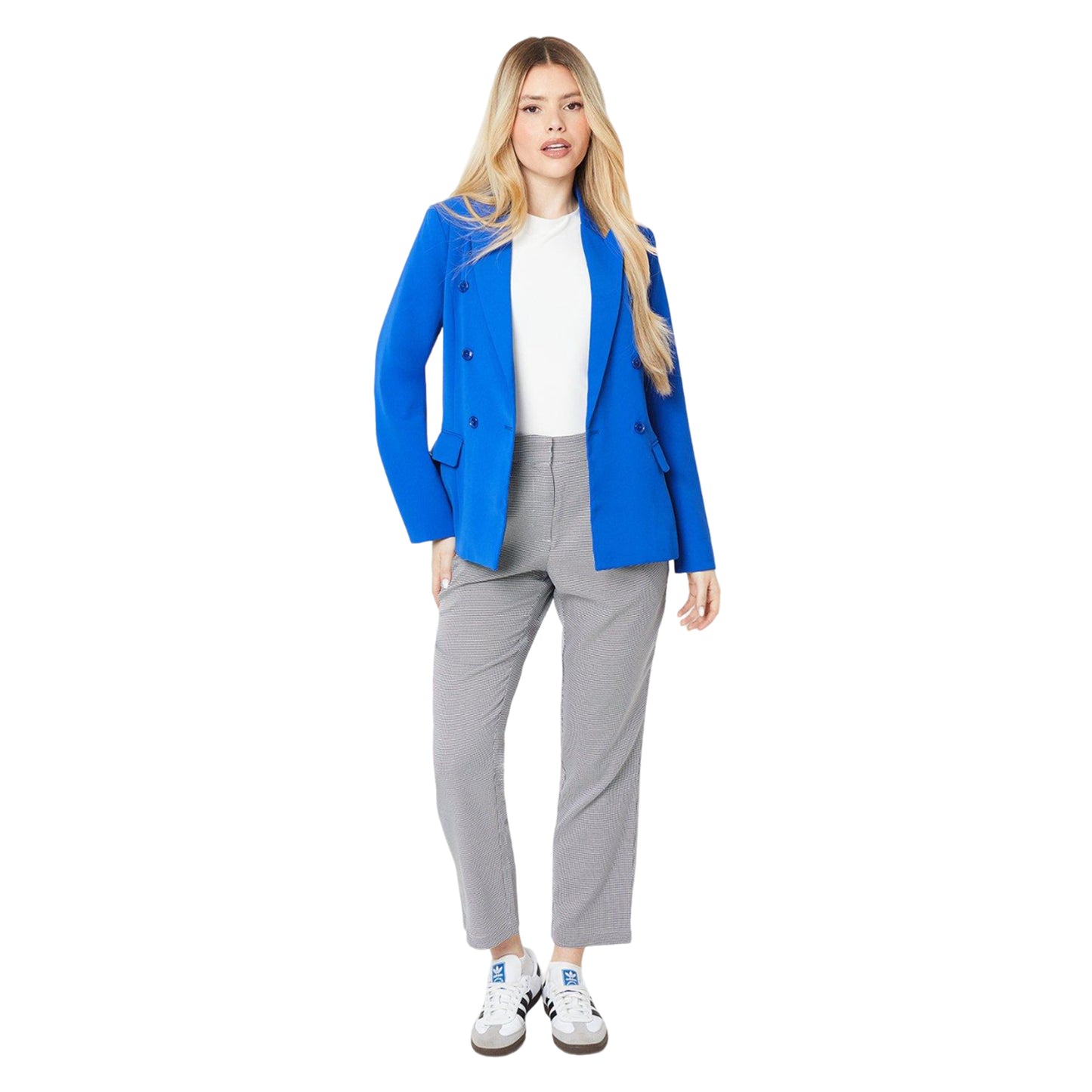 Blue - Side - Dorothy Perkins Womens-Ladies Double-Breasted Edge To Edge Blazer