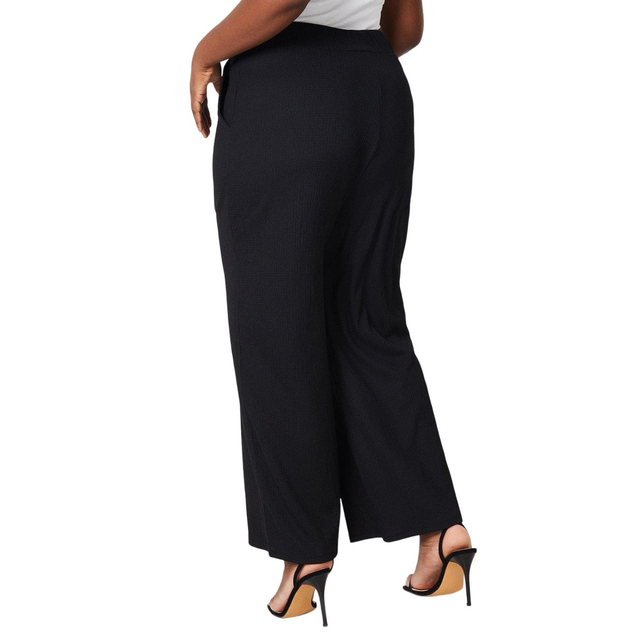 Black - Back - Dorothy Perkins Womens-Ladies Curve Wide Leg Trousers