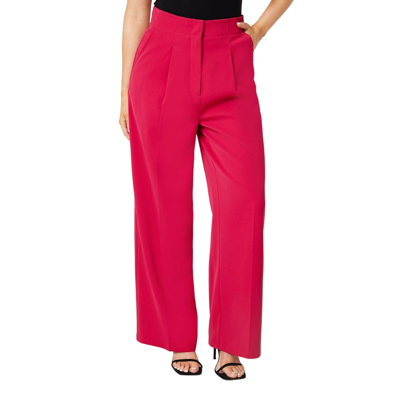 Fuchsia - Front - Dorothy Perkins Womens-Ladies Pleated Front Trousers