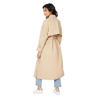 Mink - Back - Dorothy Perkins Womens-Ladies Double-Breasted Petite Trench Coat