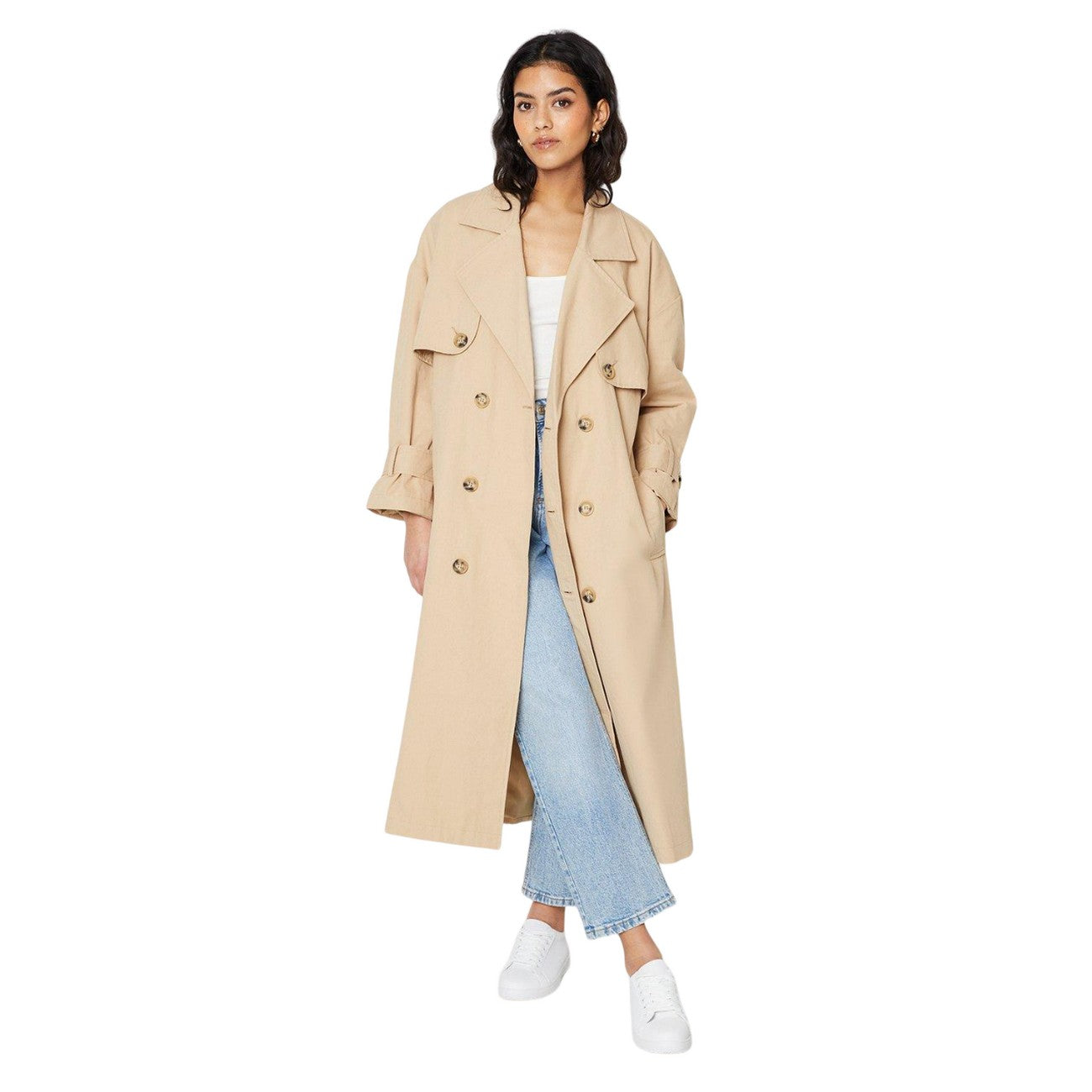 Mink - Side - Dorothy Perkins Womens-Ladies Double-Breasted Petite Trench Coat
