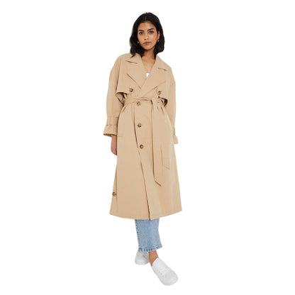 Mink - Front - Dorothy Perkins Womens-Ladies Double-Breasted Petite Trench Coat