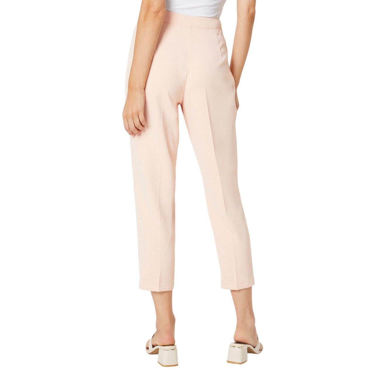 Peach - Back - Dorothy Perkins Womens-Ladies Tapered Double Button Petite Trousers