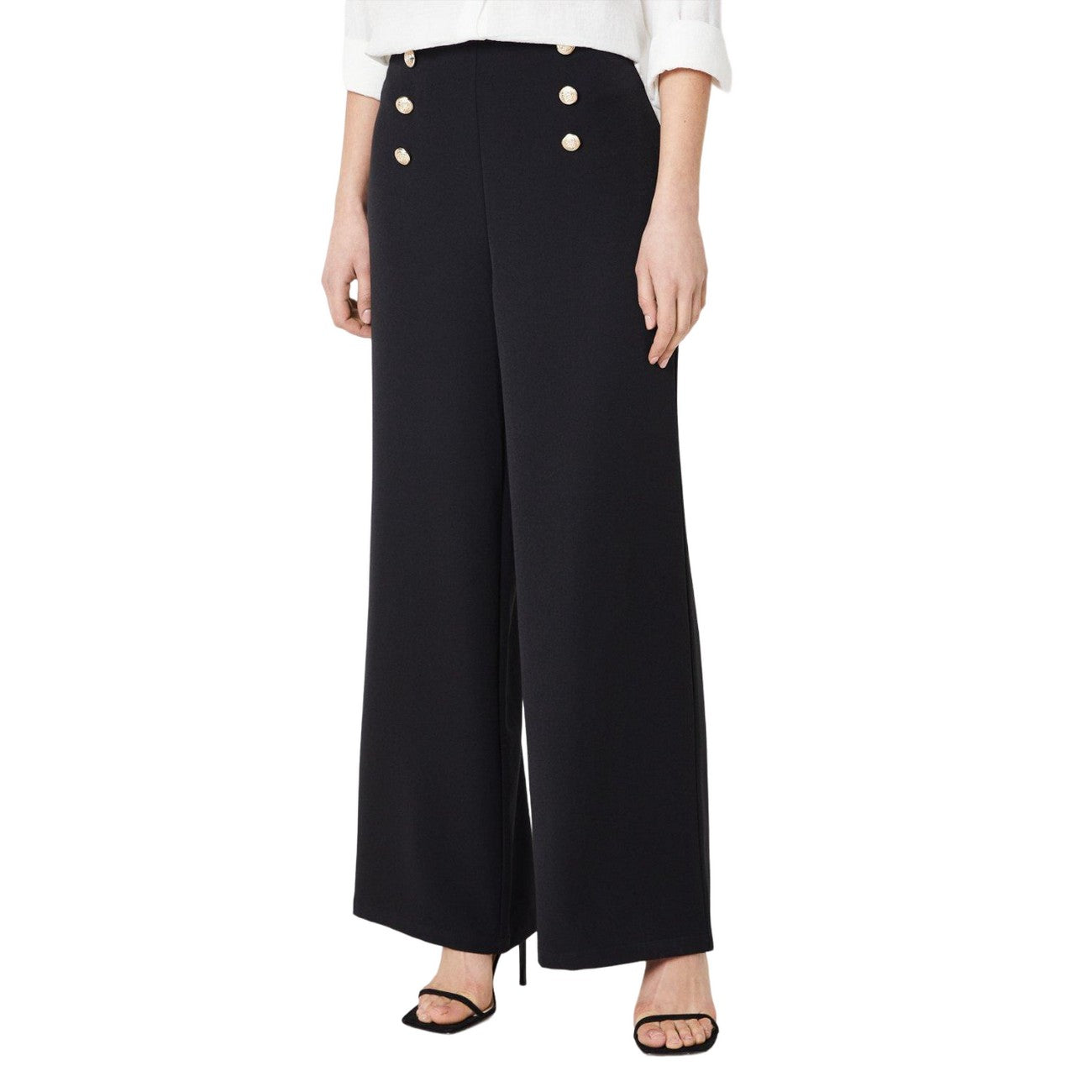 Black - Front - Dorothy Perkins Womens-Ladies Button Front Straight Leg Trousers