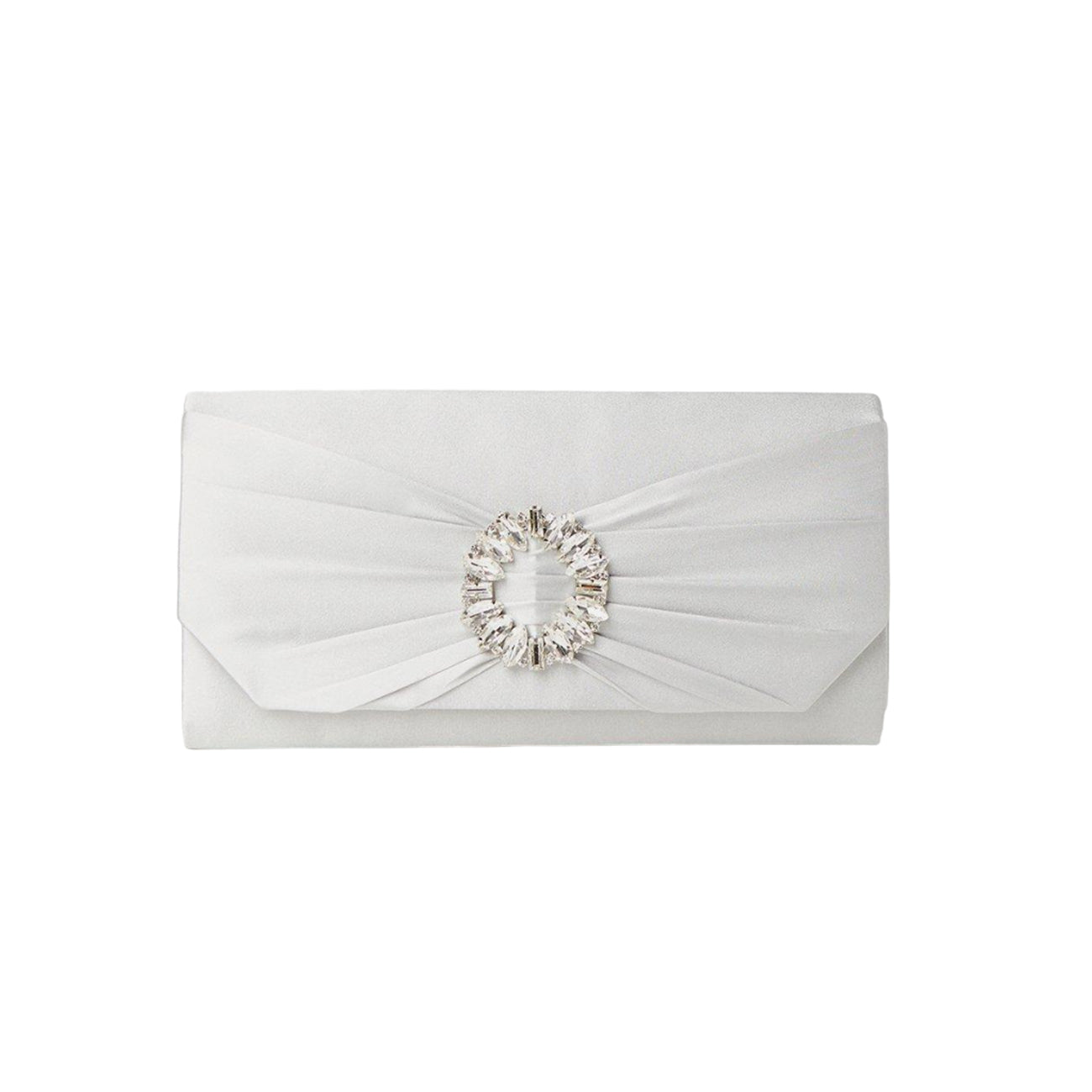 Silver - Front - Dorothy Perkins Tyla Diamante Satin Clutch Bag