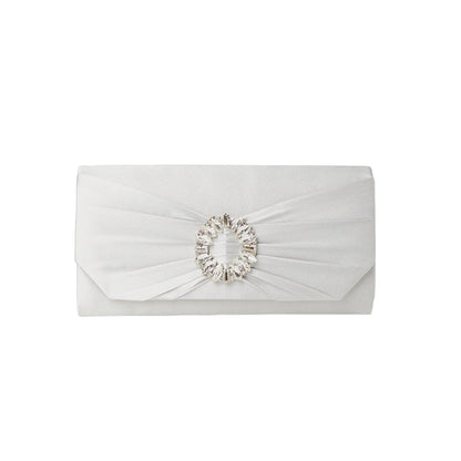 Silver - Front - Dorothy Perkins Tyla Diamante Satin Clutch Bag