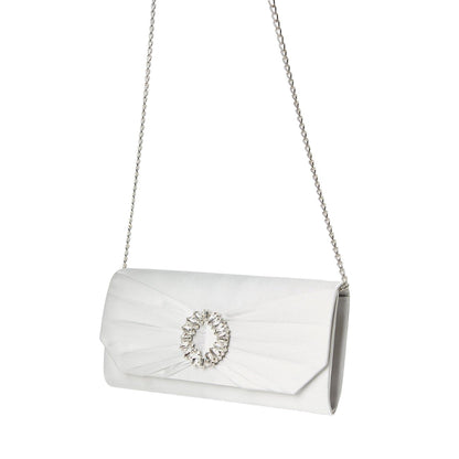 Silver - Back - Dorothy Perkins Tyla Diamante Satin Clutch Bag