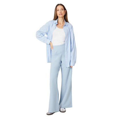Blue - Side - Dorothy Perkins Womens-Ladies High Waist Wide Leg Trousers