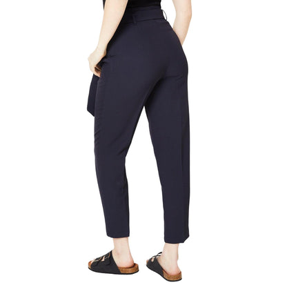 Navy - Back - Dorothy Perkins Womens-Ladies Belted Paperbag Tailored Trousers