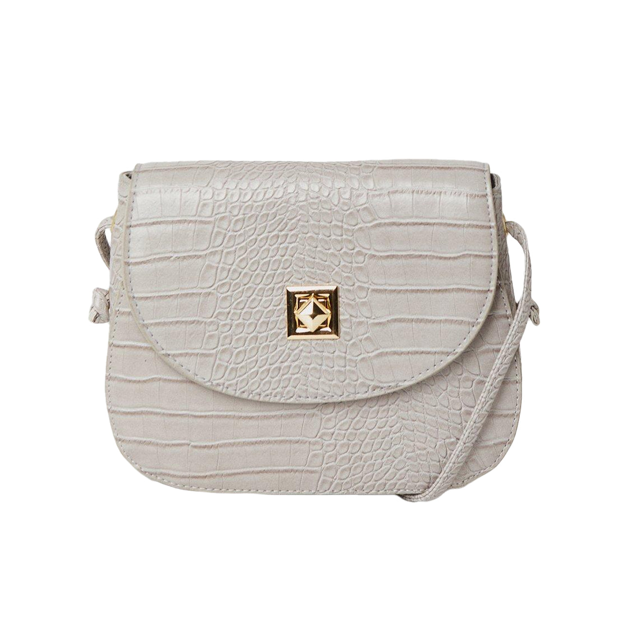 Grey - Front - Dorothy Perkins Womens-Ladies Tiffany Crocodile Print Crossbody Bag