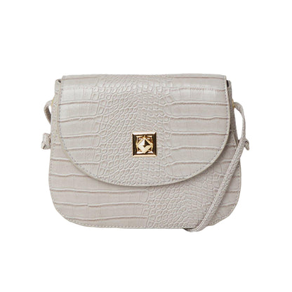 Grey - Front - Dorothy Perkins Womens-Ladies Tiffany Crocodile Print Crossbody Bag