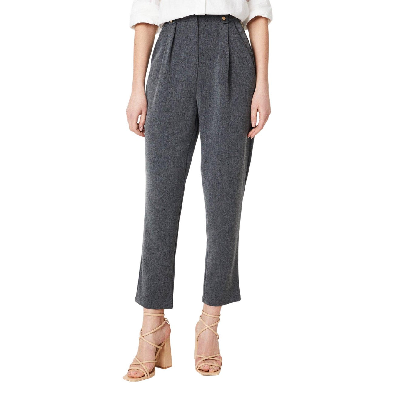 Grey - Front - Dorothy Perkins Womens-Ladies Tapered Leg Trousers